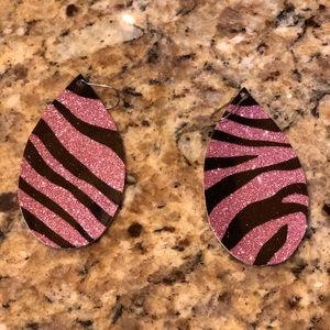 Zebra pink teardrop earrings